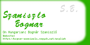 szaniszlo bognar business card